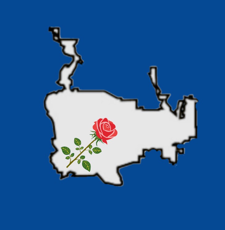 Rose over a map of Pasadena